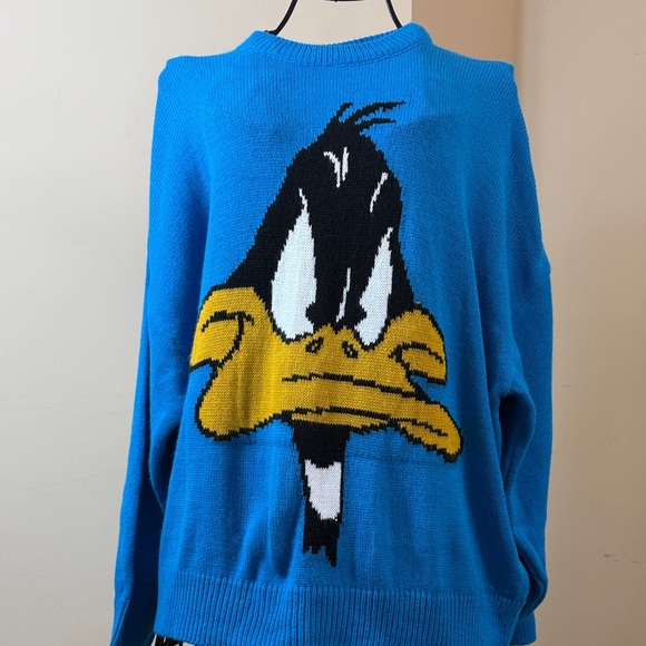 Looney Tunes Blue Daffy Duck Oversized Sweater - Picture 2 of 7
